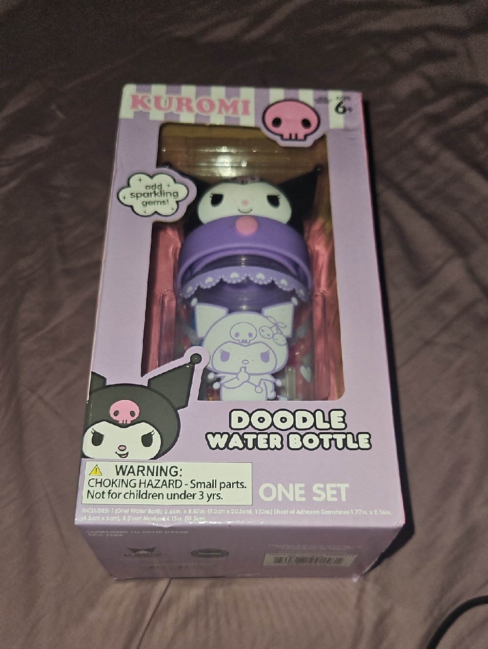 Kuromi Bottle - Lavender and Black